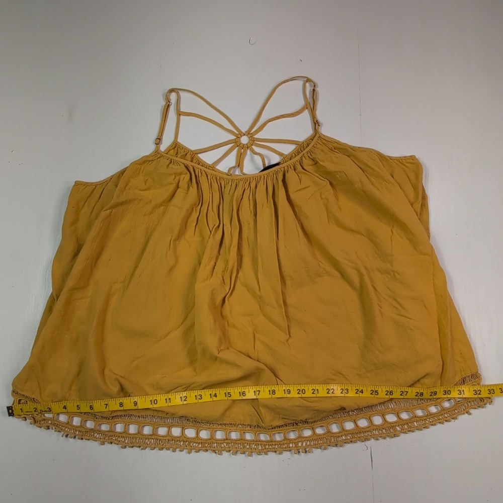 Lane Bryant Mustard Yellow Macrame Back Crochet Lace Hem Cami Top Plus Size 4X - Picture 4 of 10